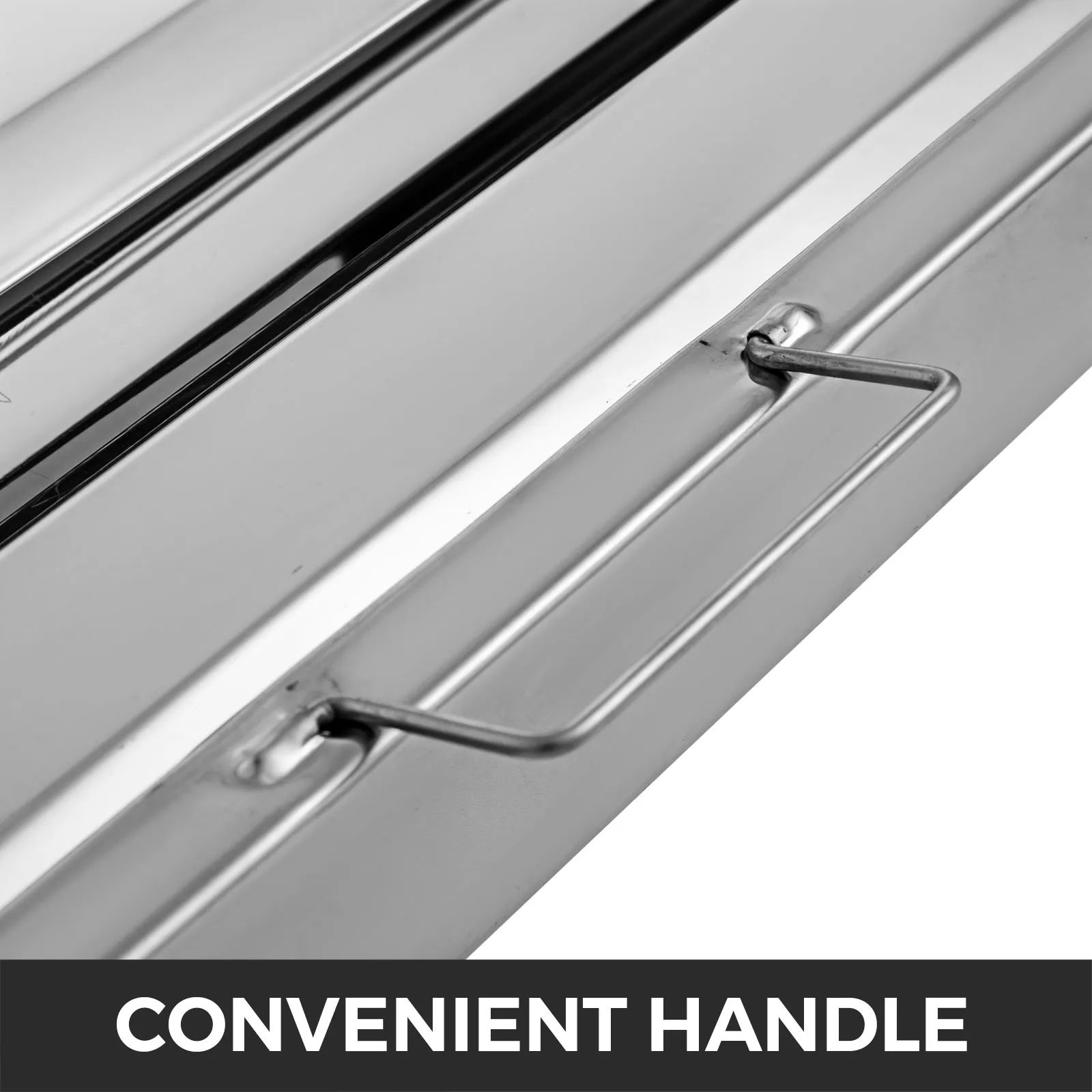 VEVOR hood filters with convenient handle, close-up detail in stainless steel.